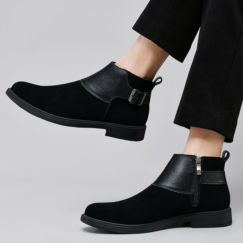 High-top British-style Leather Zip-up Ankle Boots
