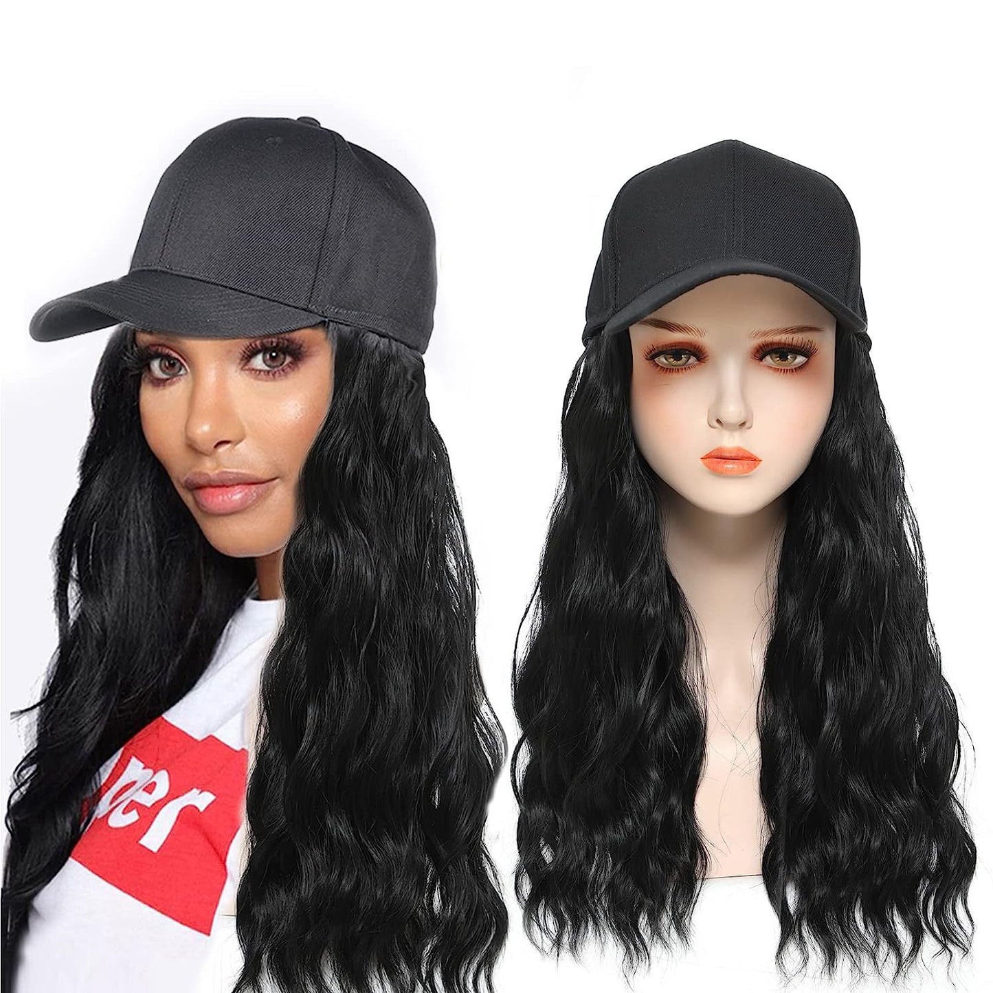 Hat One-piece Women's Big Wave Long-rolled Chemical Fiber Wig