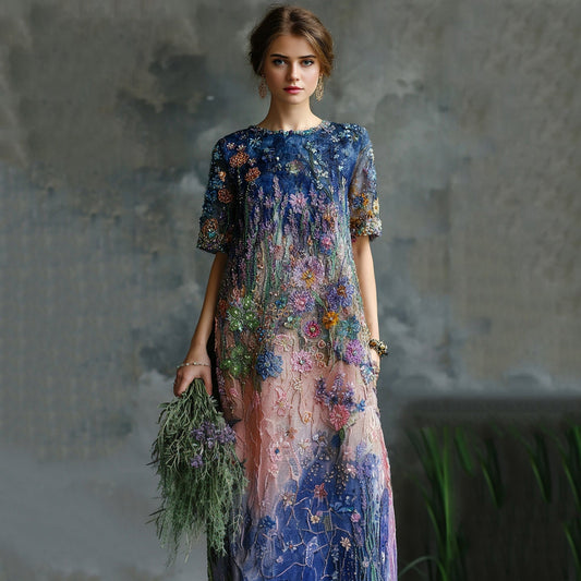 European And American 3D Digital Print Womens Dress