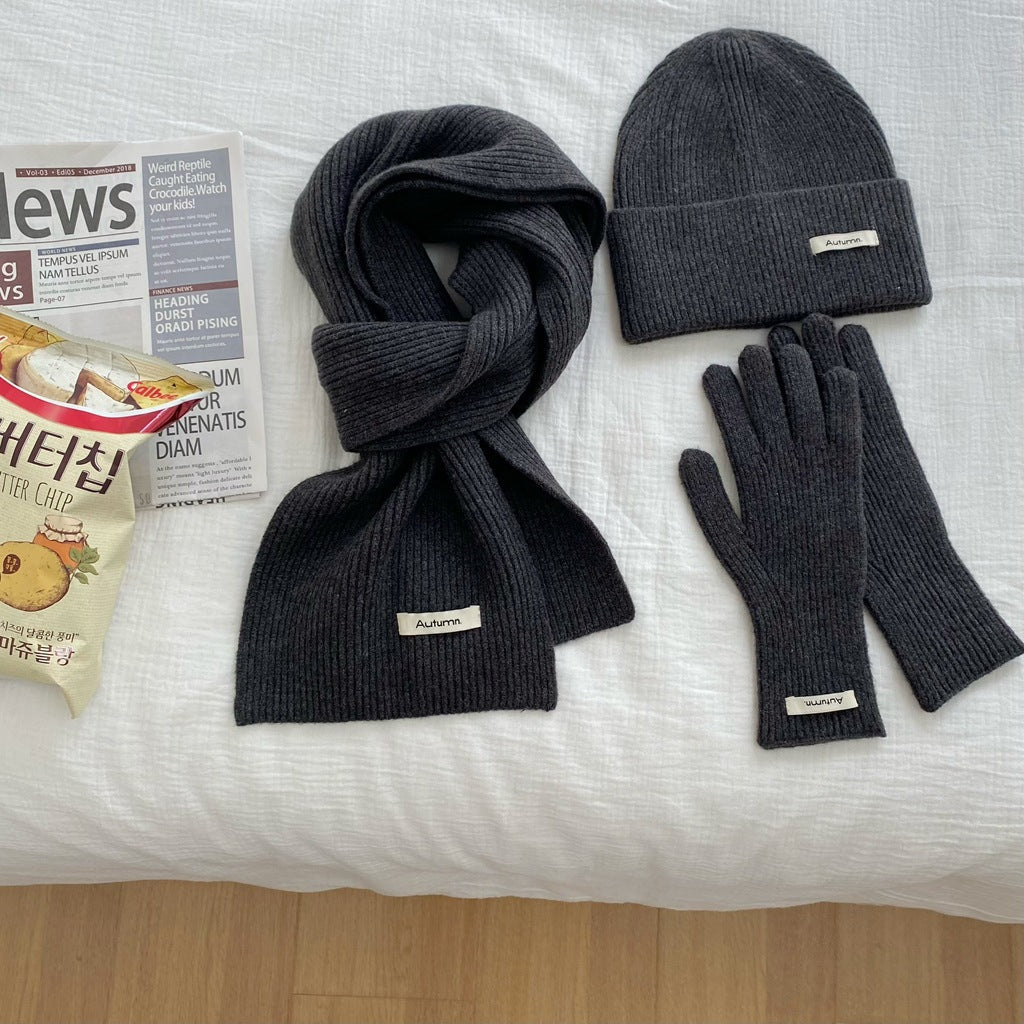 Winter 3-piece Set In Solid Color With Extra Padding For Warmth