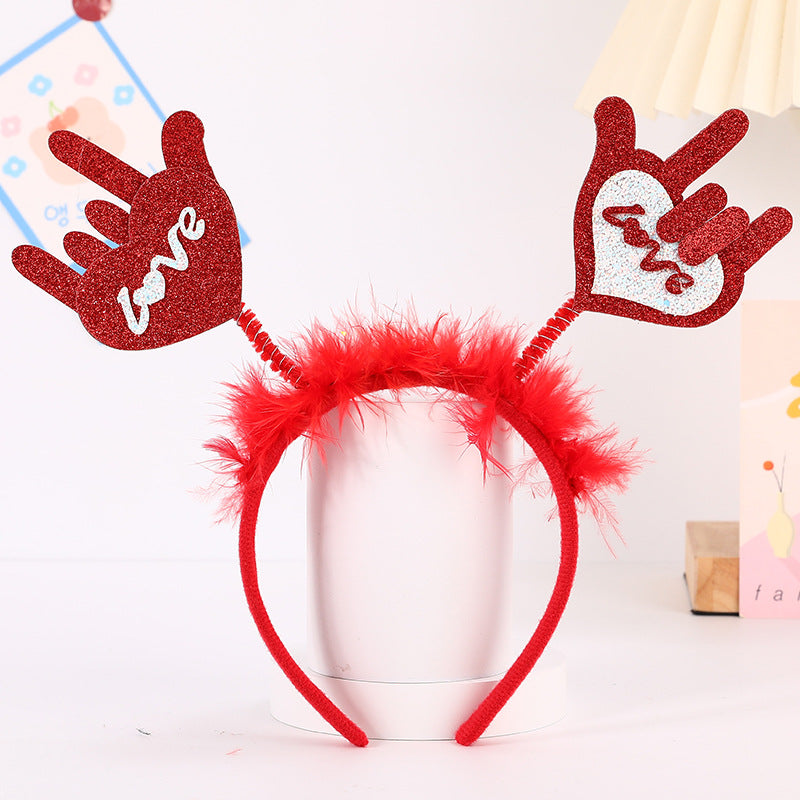 Red Heart Headband Accessories Three-dimensional