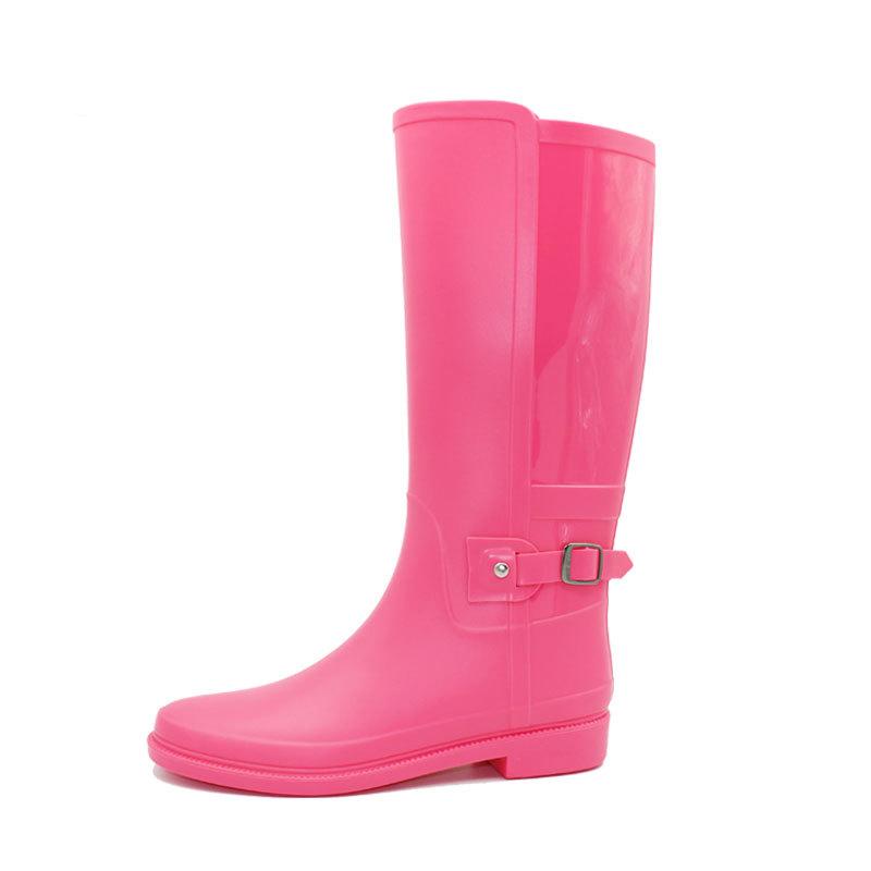 Solid Color Buckle High-top Rain Boots Non-slip
