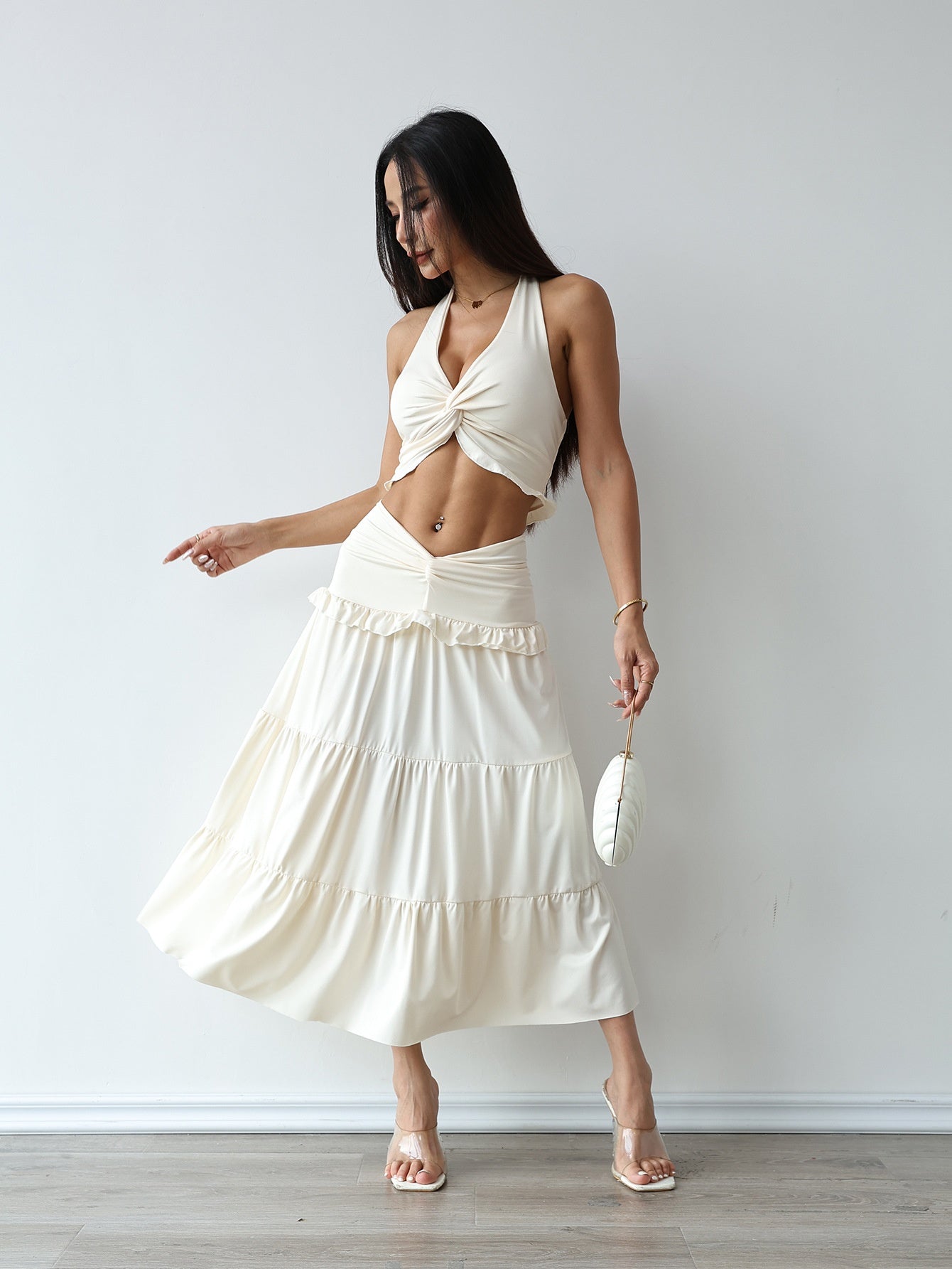 Women's Vest Top High Waist Long Skirt Set