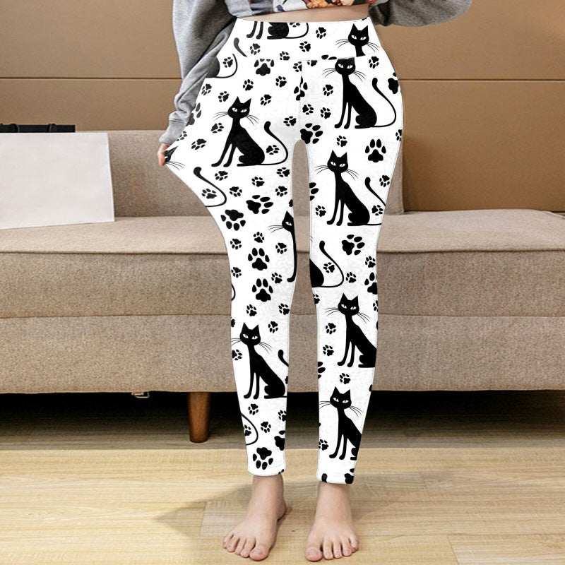 Women's Warm Printed Leggings With Plush Bottoming