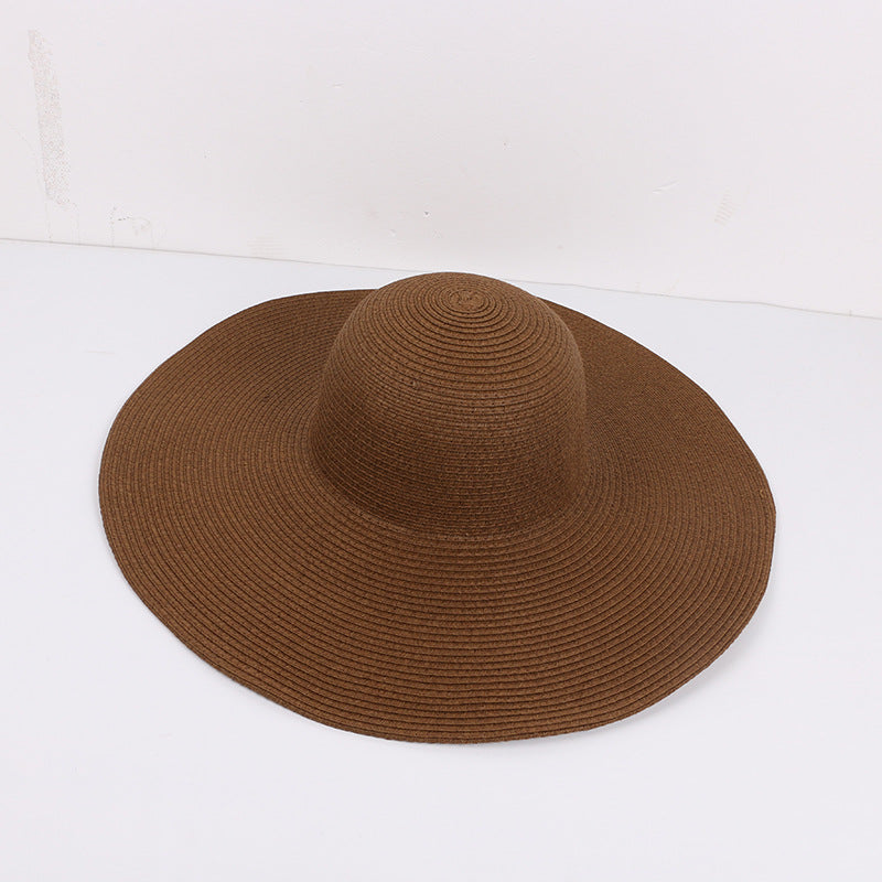 Women's Outdoor Large Brim Solid Color Straw Hat