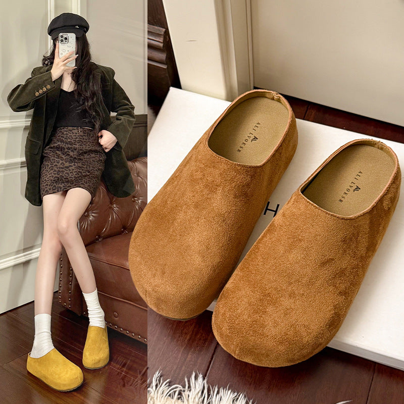 French-style Closed-toe Half-slippers For Women Suitable For Outdoor Wear