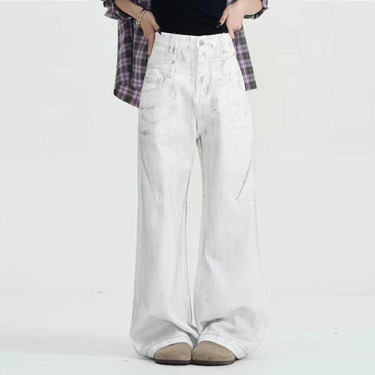 White Dirty Pants Mopping Suit Pants
