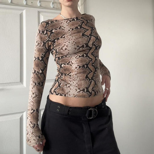 Wild And Sexy Snake-Print T-Shirt With A Bold Edgy Appeal