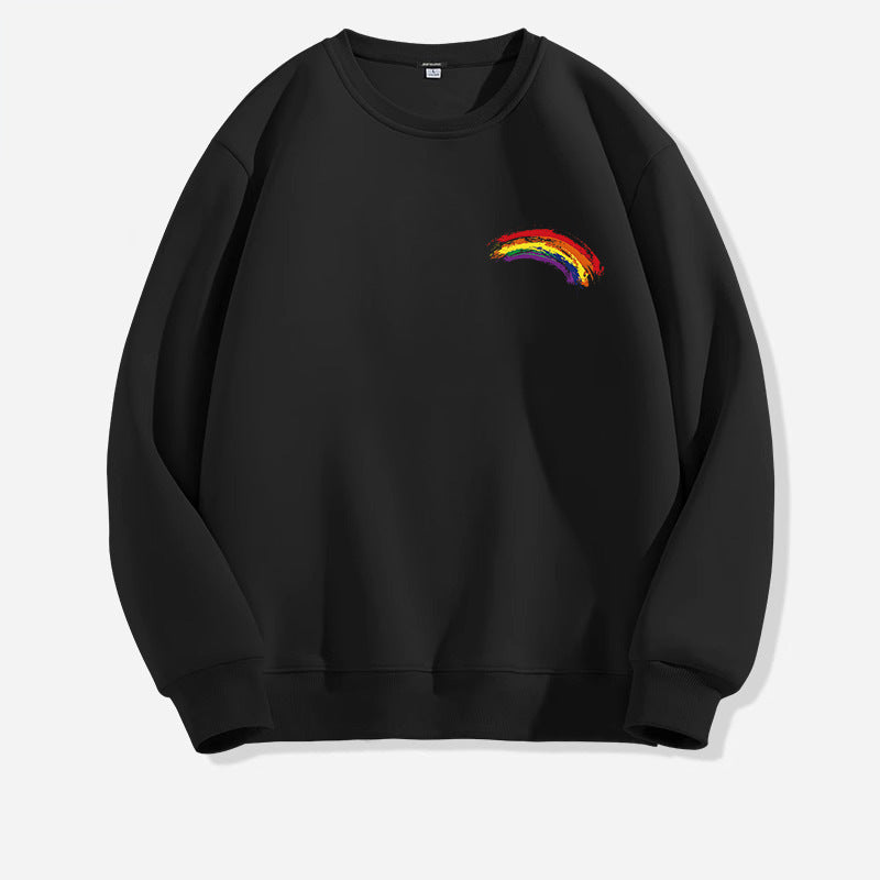 Women's Long-sleeved Solid Color Rainbow Printing Sweater