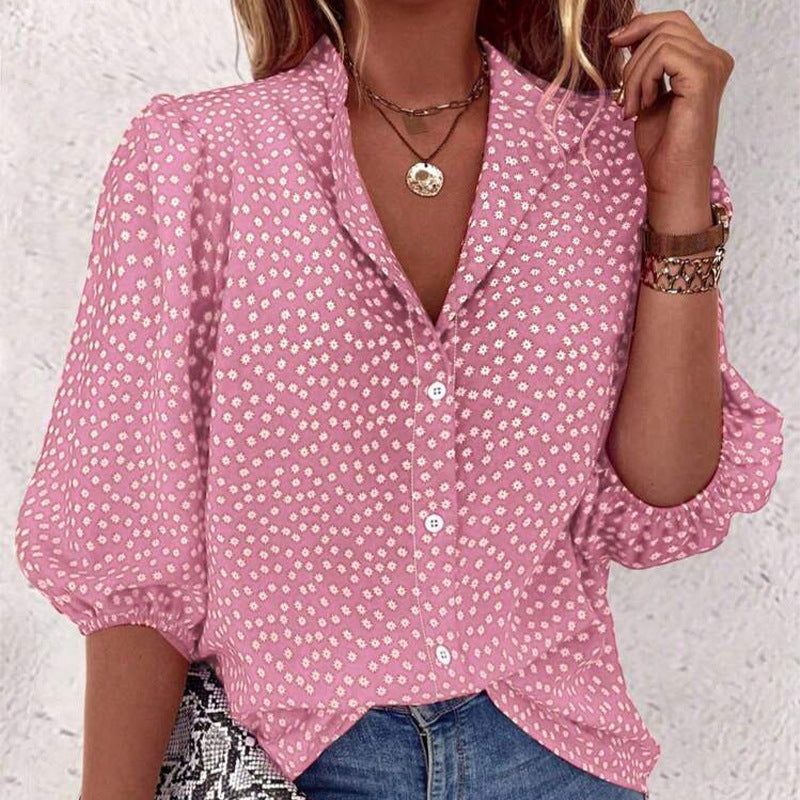 Half Sleeve Shirt Cardigan With Dots Shirt Loose
