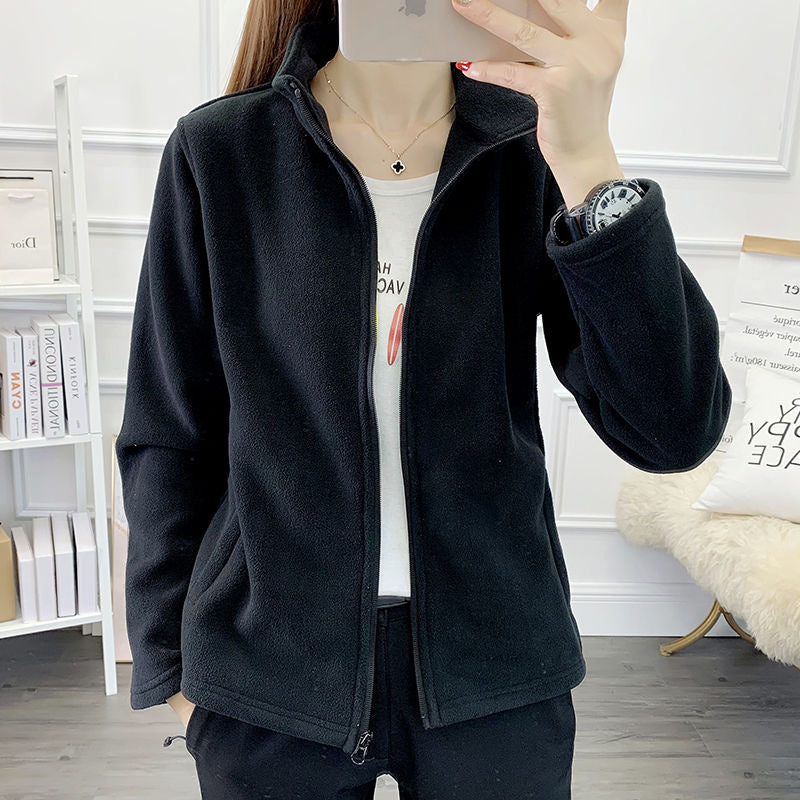 Polar Fleecejakke til kvinder, dobbeltsidet, fortykket sweater