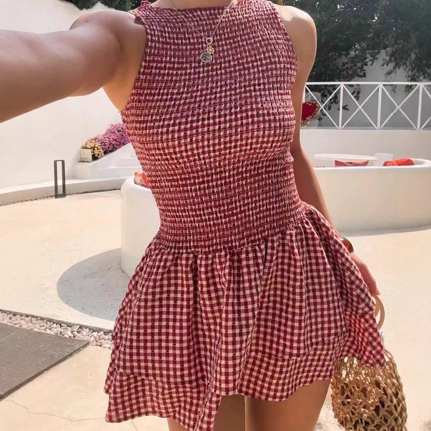 Women's Plaid Irregular Skirt Mid-waist