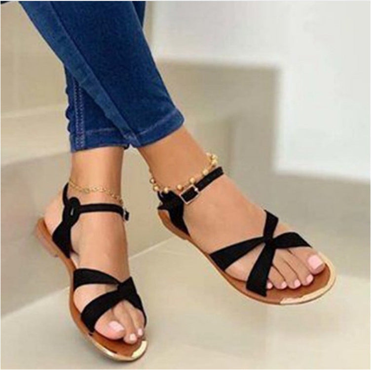 Flat Bottom 36-42  Toe Buckle Casual Sandals Women