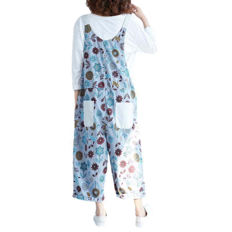 Do The Old Cowboy Washed Stitching Printing Japanese Suspender Pants