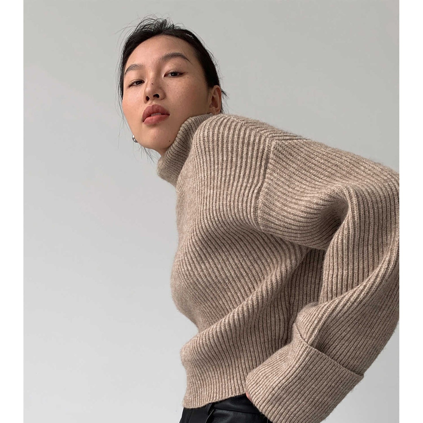 Women's Loose Casual High Neck Sweater