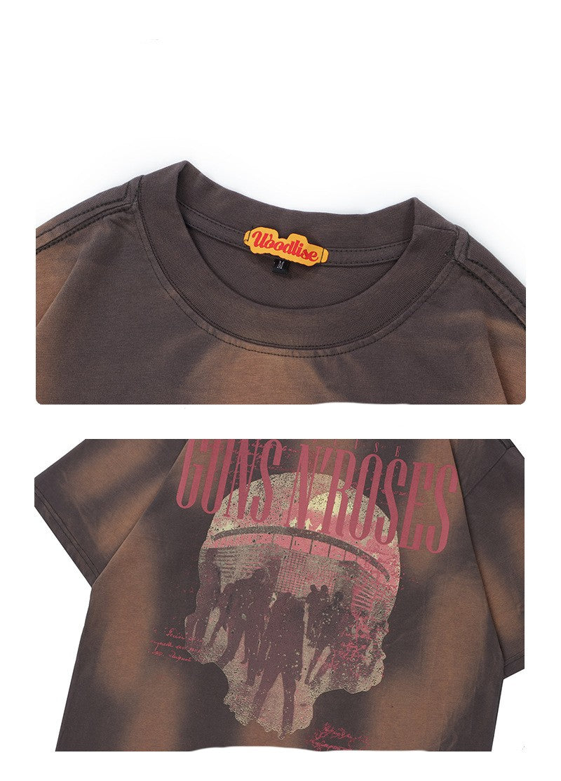Retro Fashion Brand Multi-bit Spray Color Short-sleeved T-shirt