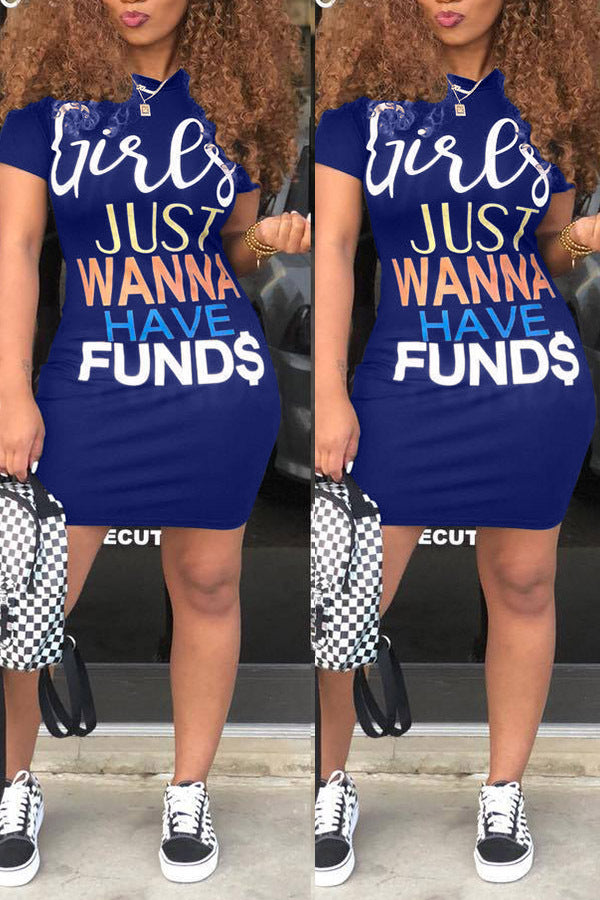 European And American Women's Decorative Body Print Dress