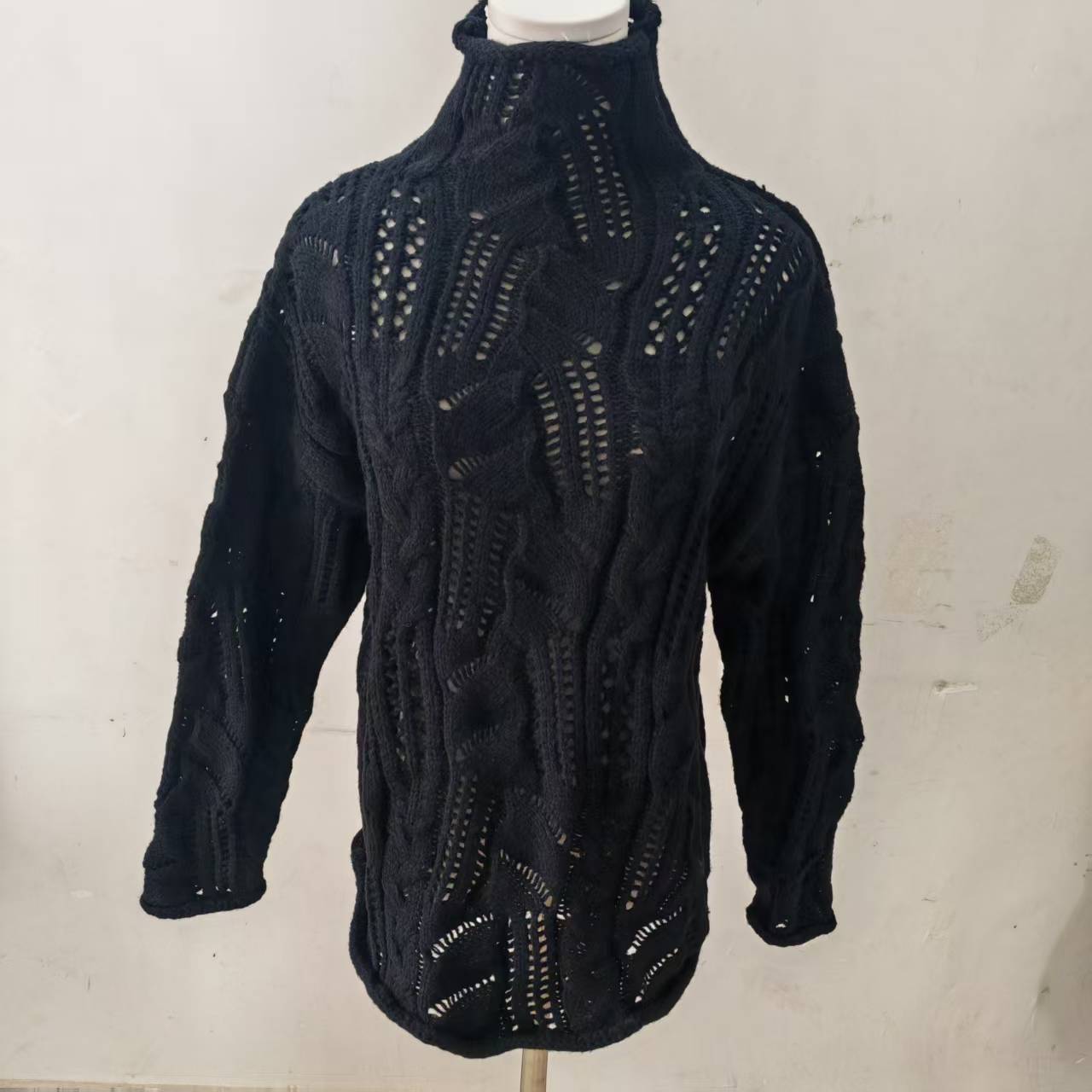 Star Same Style Solid Color Half Hollow Out Sweater