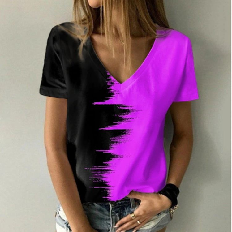 Digital Print V-Neck Short Sleeve T-Shirt