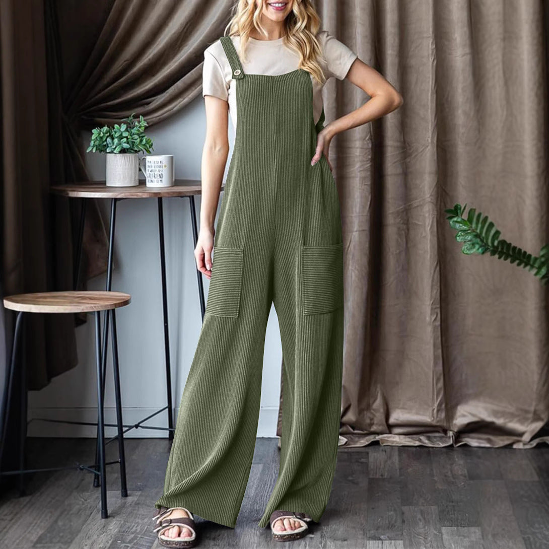 Jumpsuit til kvinder med justerbart spænde og lommer