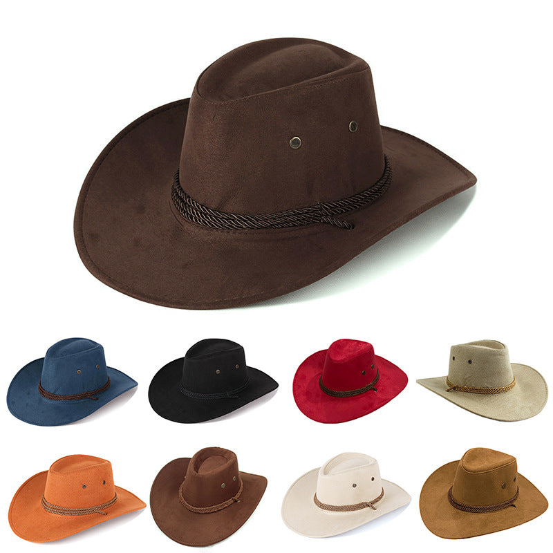 Western Denim Male Hat Double-sided Suede Sun Hat Female Horse Riding Hat