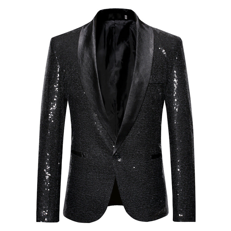 Men's Personality Solid Color Sequins Show Suit Jacket