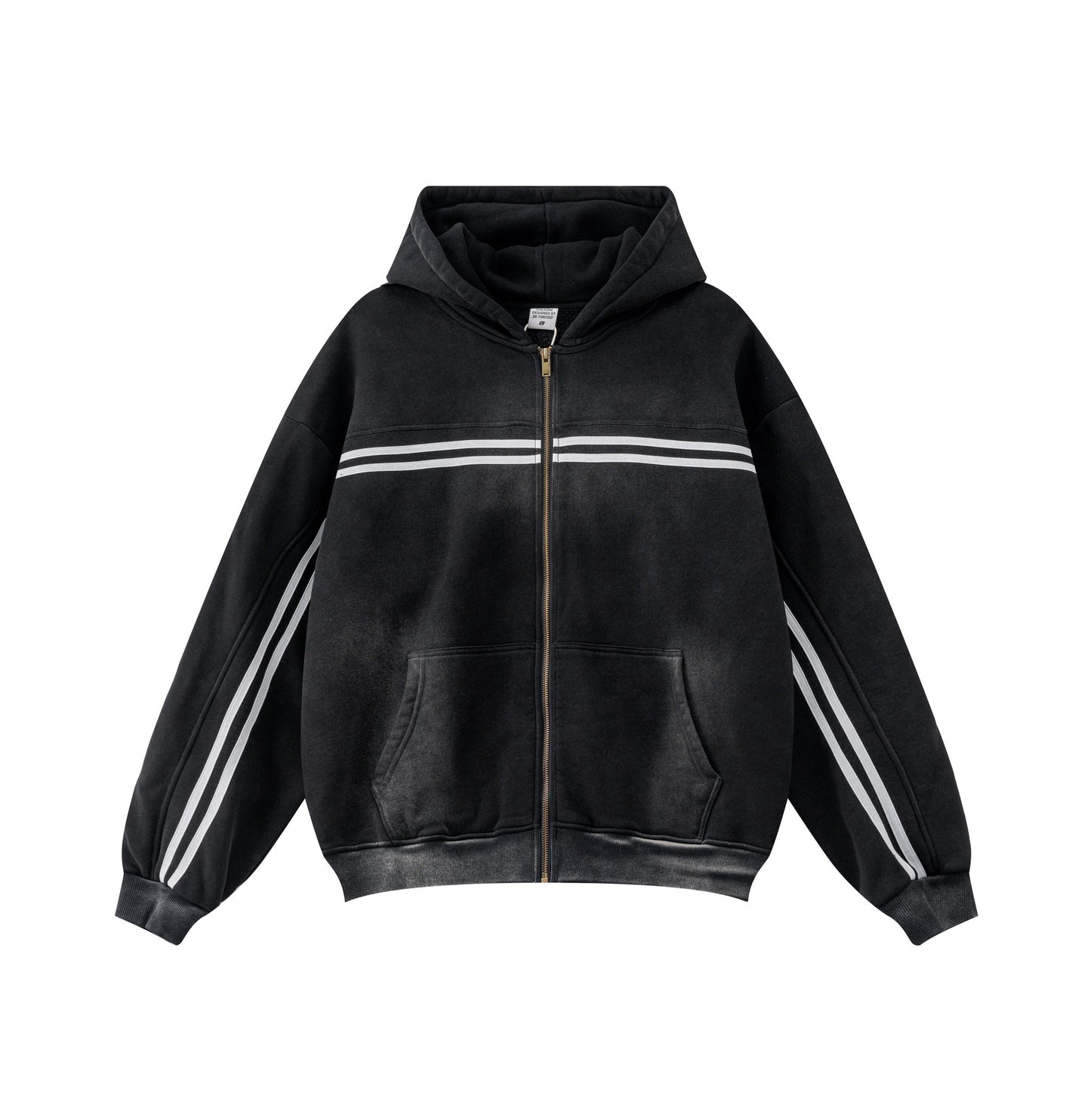 Men's Ribbon Zipper Hooded Sweatshirt