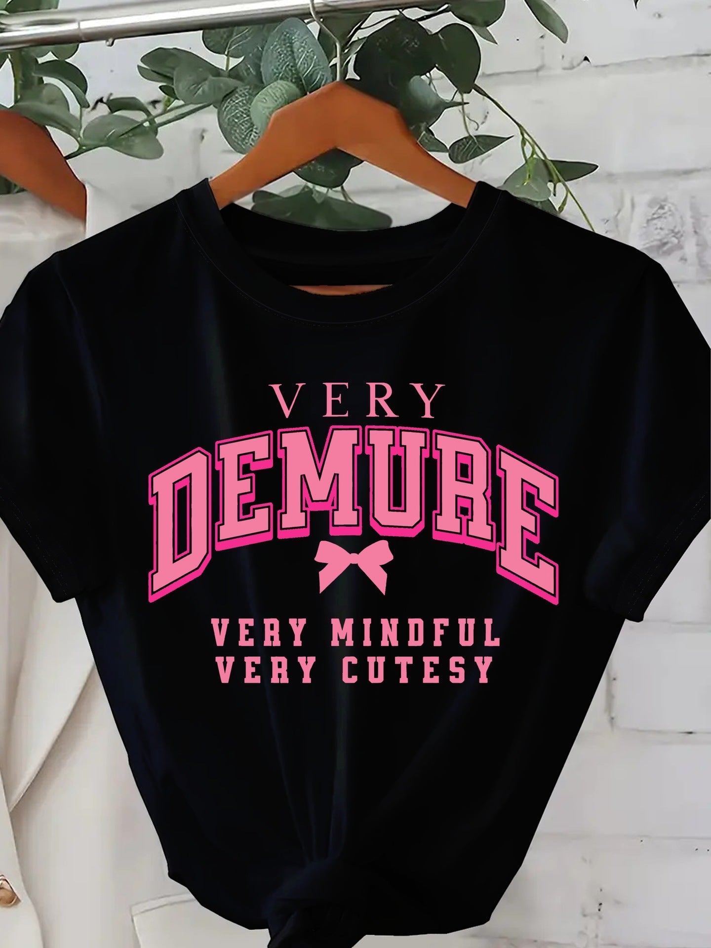 Women's Casual Round Neck Print And Bow Short Sleeve