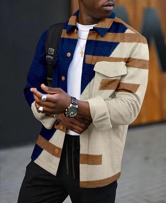Fashion Men's Lapel 3D Printed Jacket