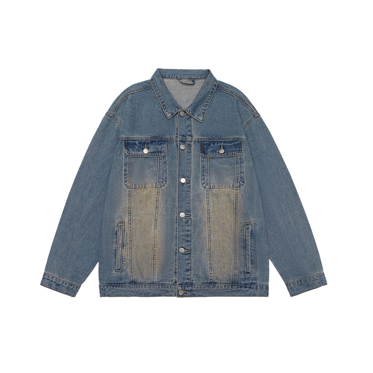 Amerikansk Retro Vasket Denimjakke Efterår Og Vinter Reversjakke