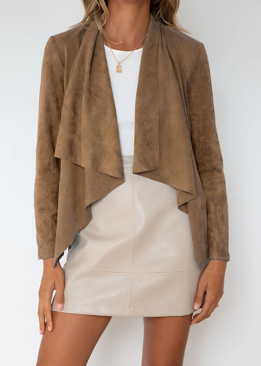 Temperament Lapel Solid Color Faux Deerskin Fleece Casual Small Jacket