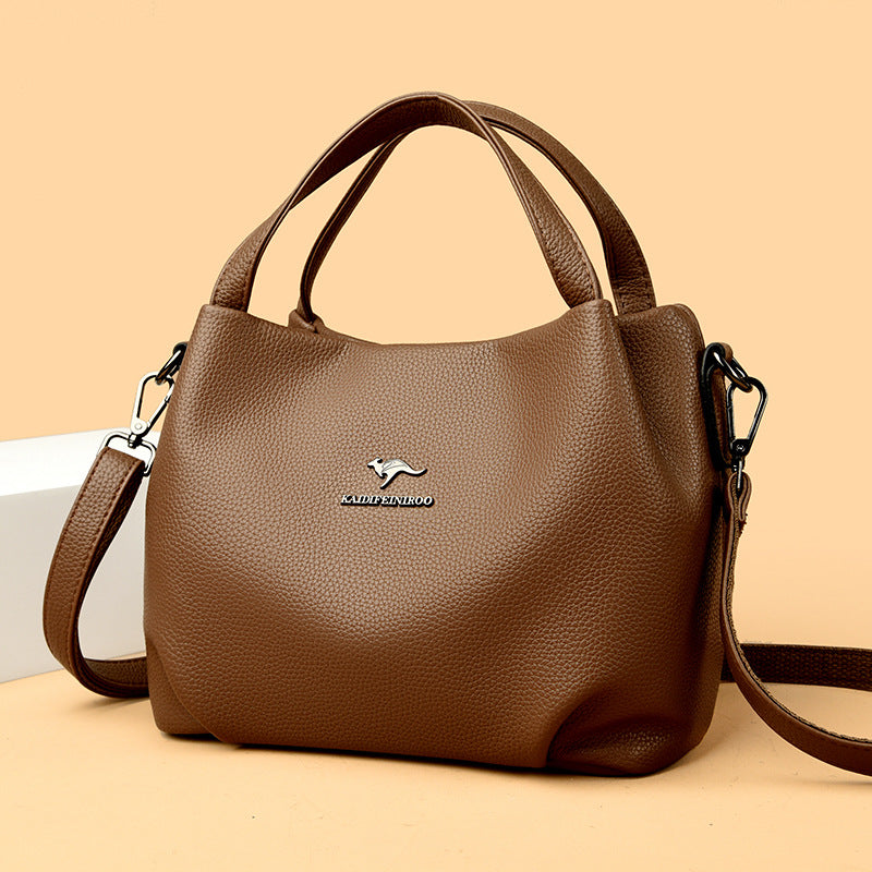 Solid-color High-capacity Versatile Tote Bag With A Textured Lychee Pattern