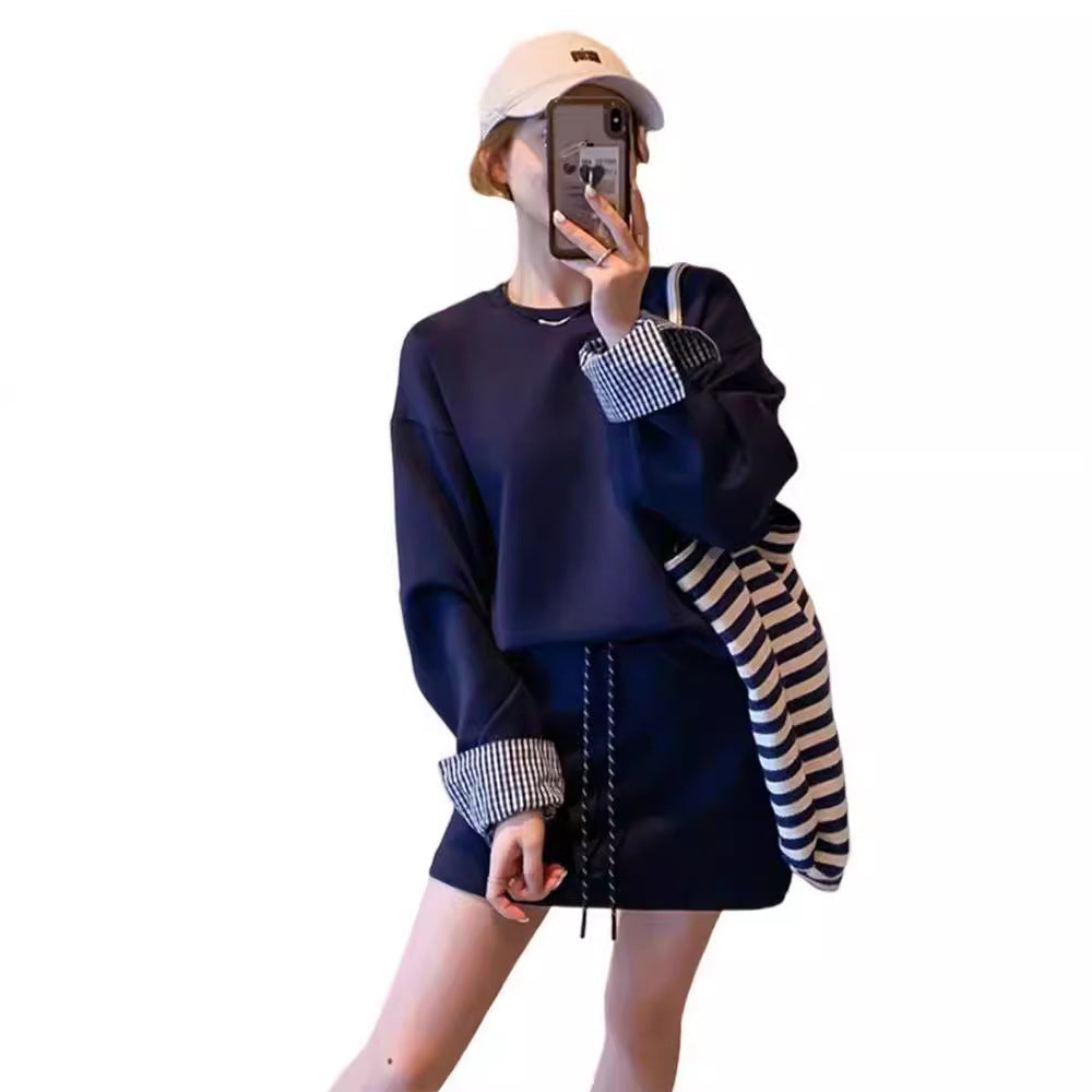 Long-sleeve Top And Skirt Set Top And Skirt