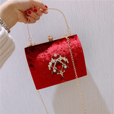 Women's Velvet Retro Small Square Bag