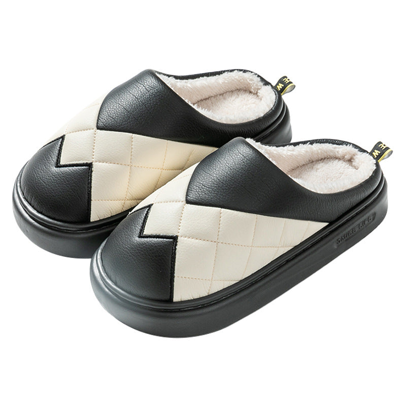 PU Cotton Slippers Women's Autumn And Winter Waterproof