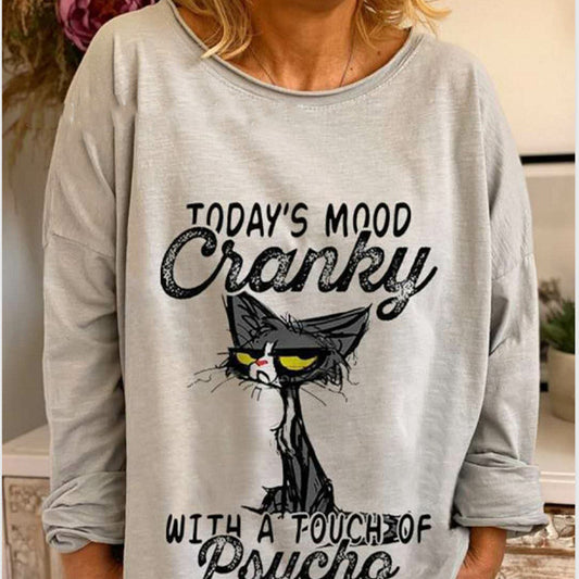 Europe And The United States Foreign Trade Loose Dynamic Print Pattern T-shirt Sweater Women