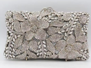 Blomst Diamant Banket Rhinsten Clutch Brude Bryllup Taske