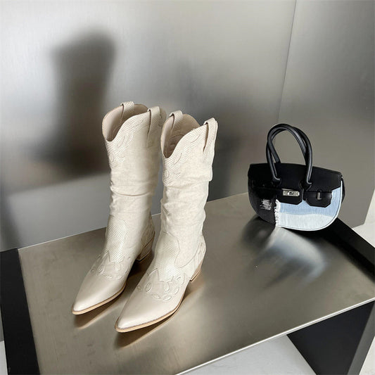 Mid Heel Retro Versatile Knight Fashion Boots
