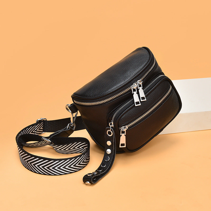 Black Crossbody Top Layer Leather Shoulder Bag