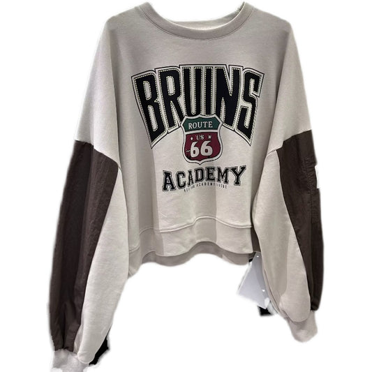 Letter Printed Loose Patchwork Long Sleeved Pullover For Women
