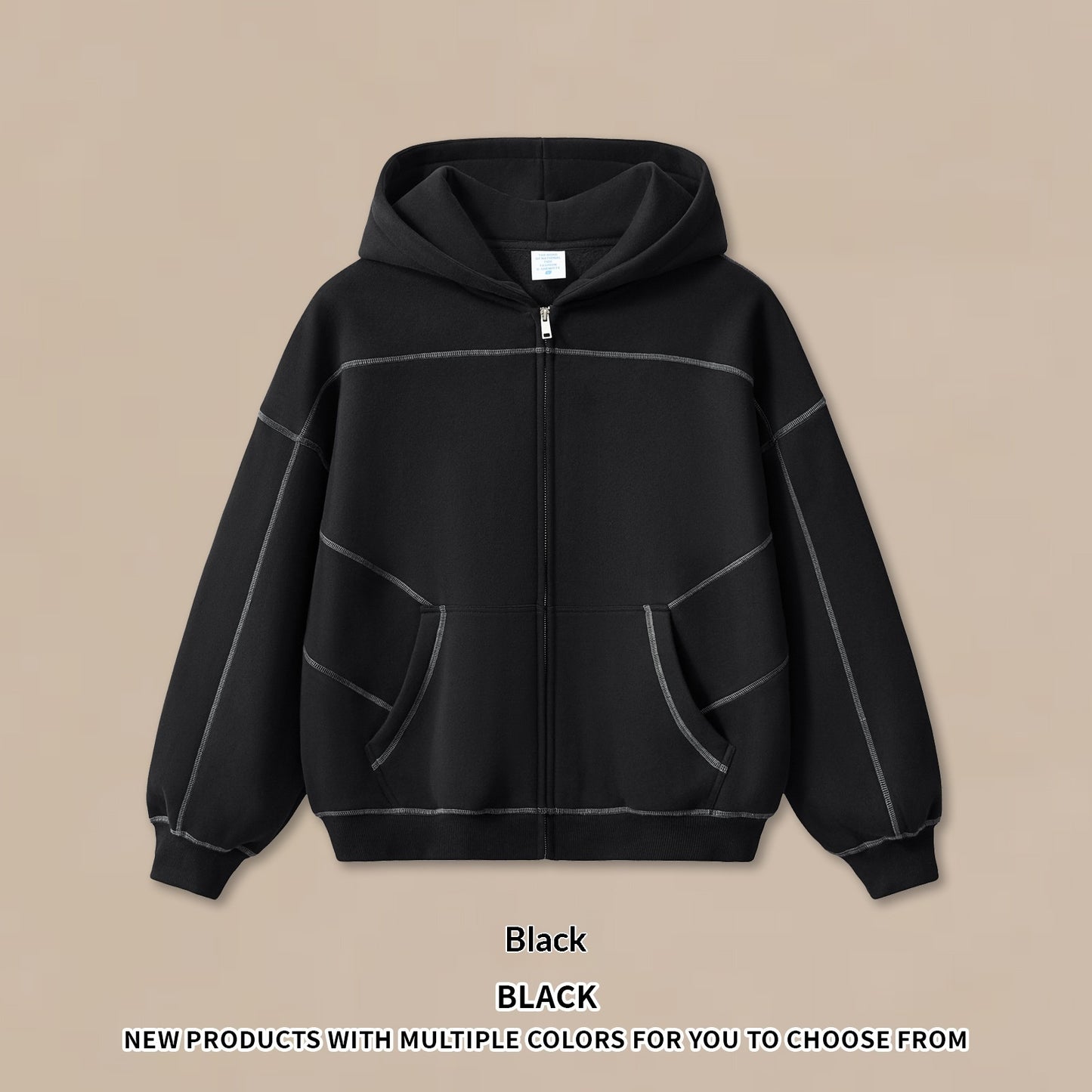 Mens American-style Hip-hop Fleece Zip-up Jacket