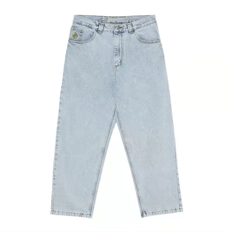 Loose Straight Wide Leg Mid-waist Denim Trousers