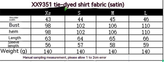 Long Sleeve Tie-dyed Loose Shirt Silk Satin Pleated Suit Women