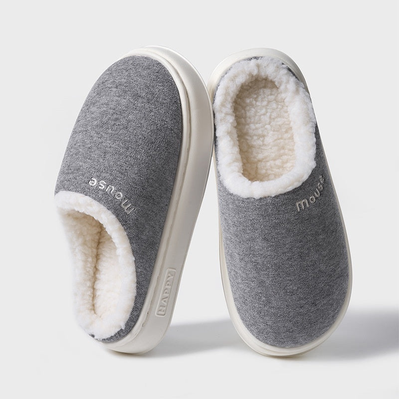 Simple Plush Cotton Slippers Indoor Home Warm Slugged Bottom Soft And Comfortable
