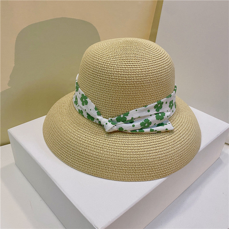 Pastoral Style Sunshade Hat With Small Flower Straps