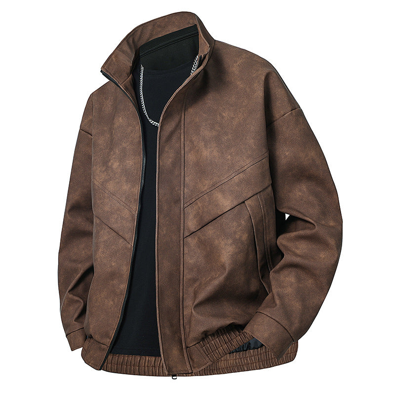 And Handsome Slim Fit Leather Coat