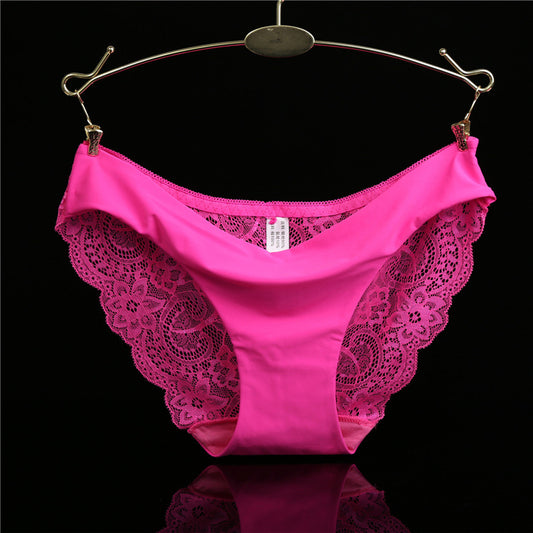 Women's Fashion Solid Color Seamless Lace Panties
