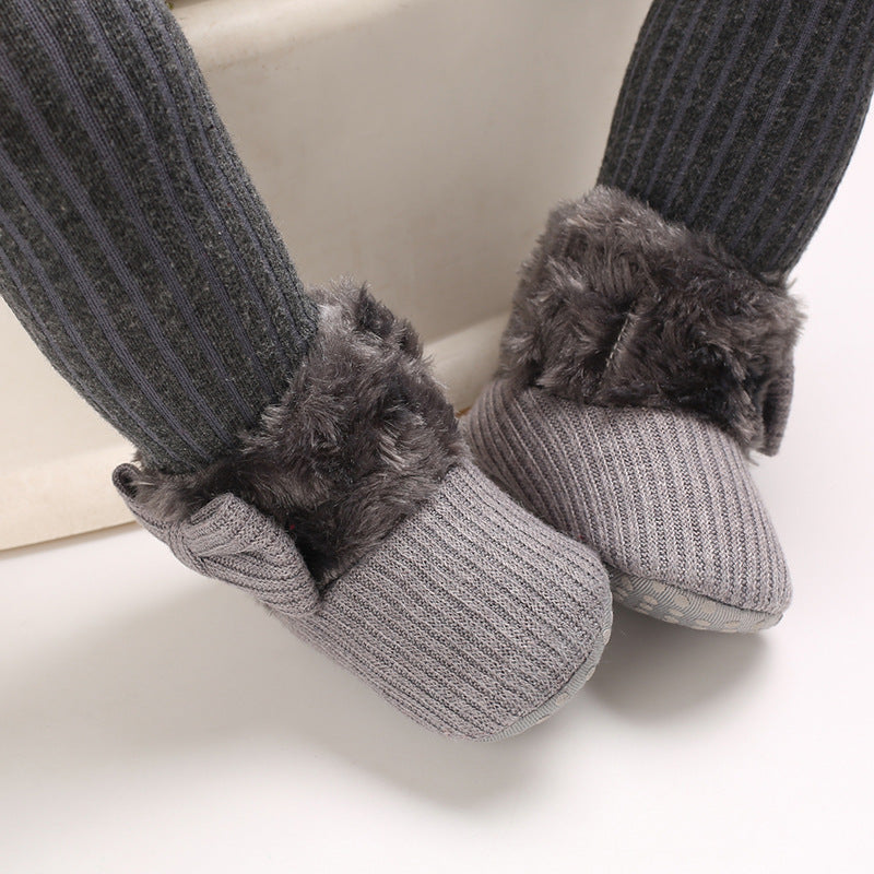 Years Old Men And Women Baby Snow Boots Bow Knitted Babies' Shoes