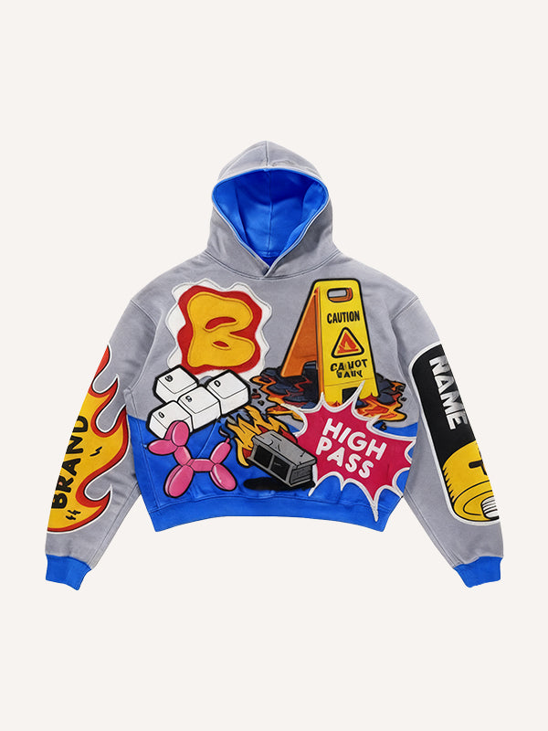 Trykt hættetrøje med abstrakt mønster Hætte sweatshirt til par