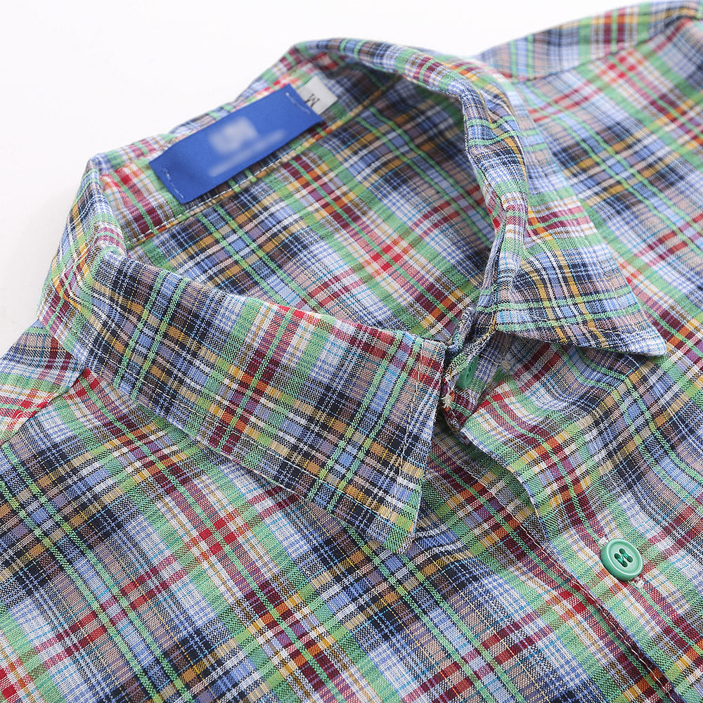 American Casual Retro Plaid Shirt Boys Loose Long Sleeve